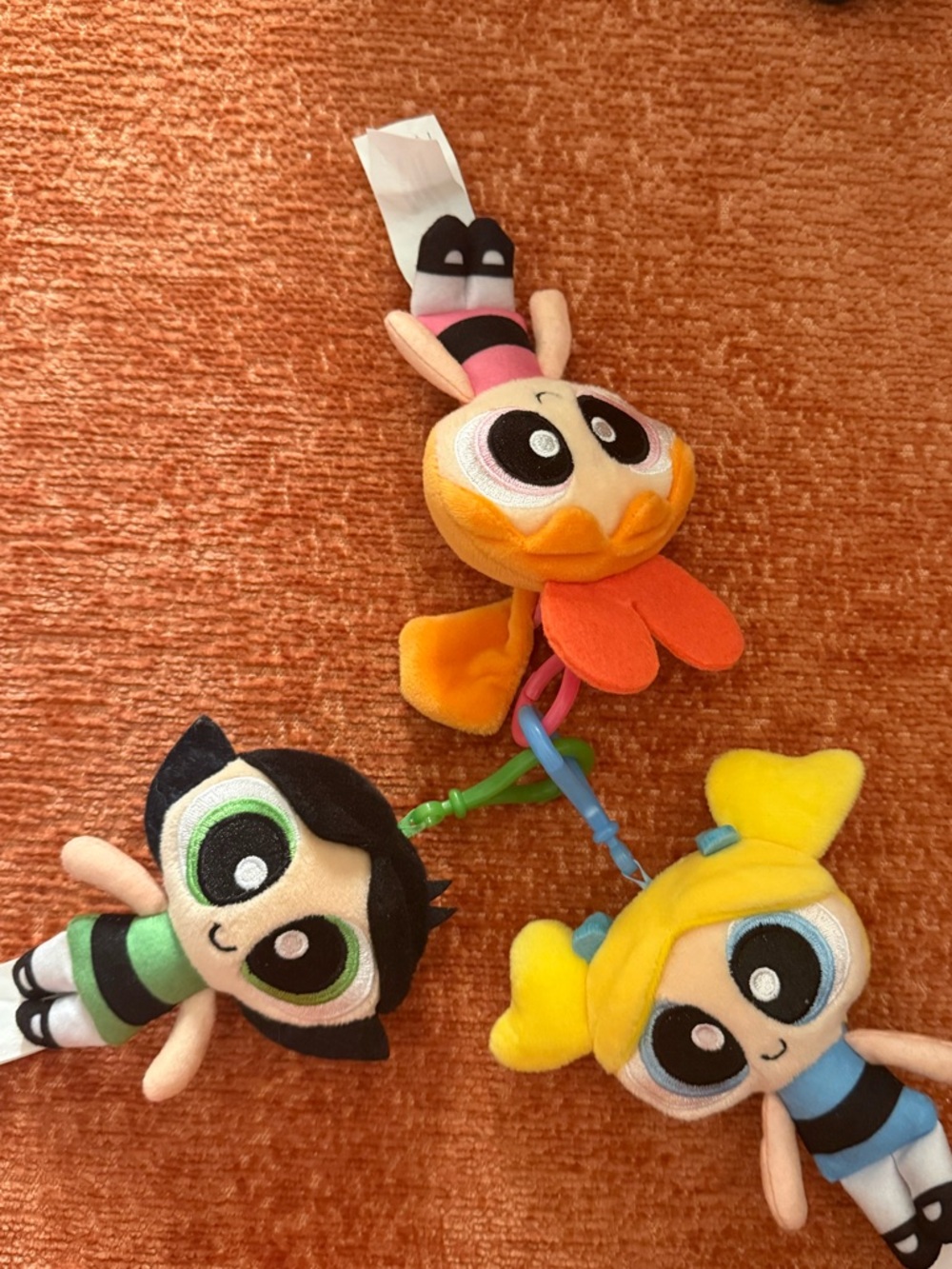 Plush Clip Set - Blossom, Bubbles & Buttercup (Orange, Yellow, Green)